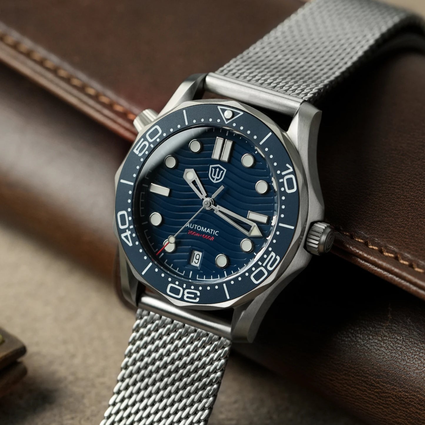 Watchdives WD007 V2 39mm Titanium Dive Watch PT5000 Automatic Movement Luminous 200m Waterproof Domed Bubble Sapphire Watches