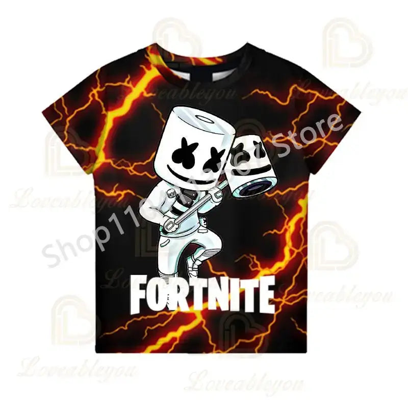 Children 100-160cm Hot Sale F-Fortnited Summer Boy T-shirt for Toddler Baby Funny Game T Shirts Fashion Girls Boys Birthday Gift