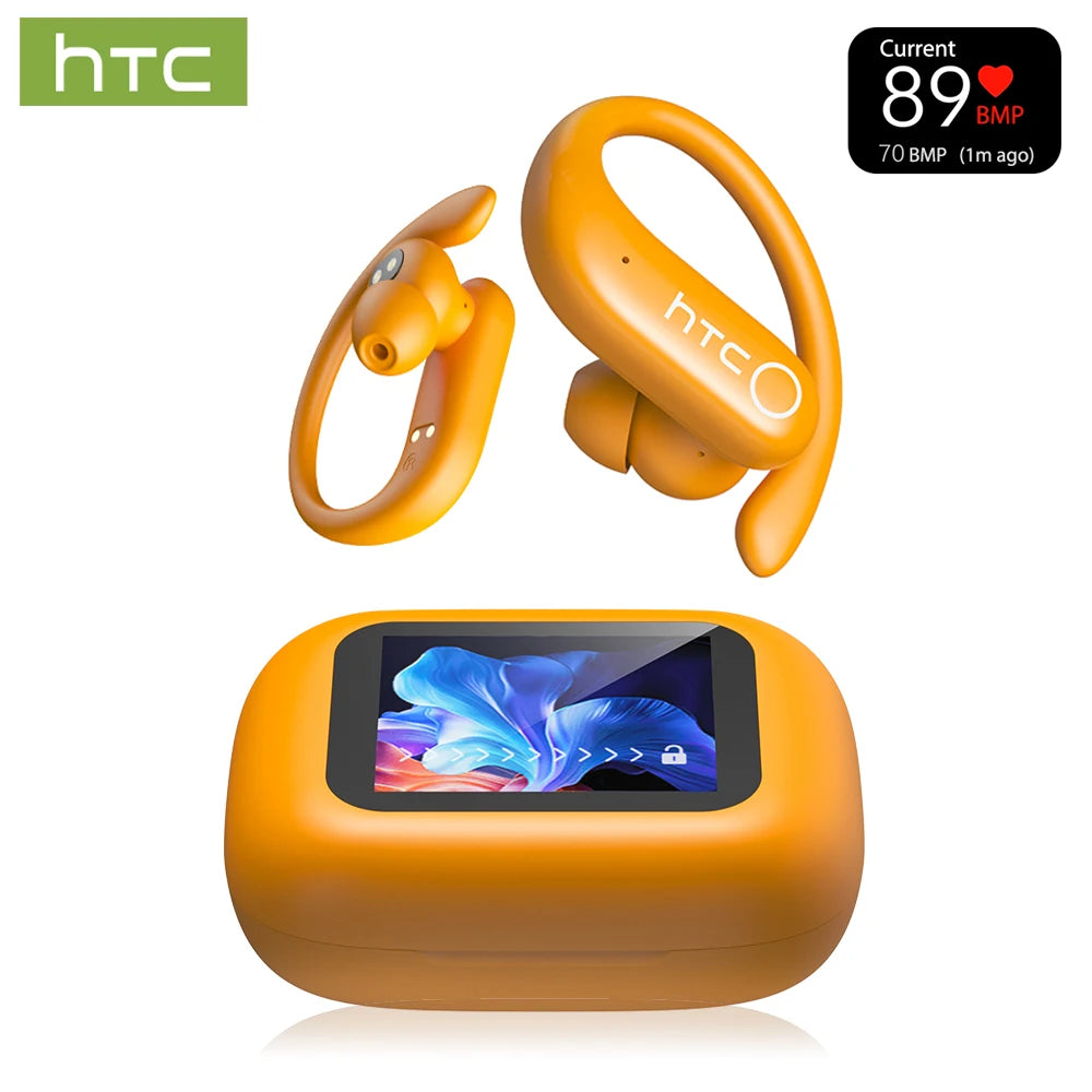 HTC NE61 Bluetooth Earphones – Premium Wireless Noise Reduction Sports Earbuds with AI Translator, Heart Rate Monitor & HD Bass