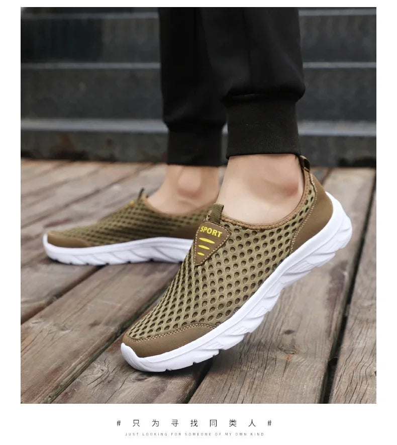 YRZL Lightweight Men Casual Shoes Breathable Slip on Male Casual Sneakers Anti-slip Men's Flats Outdoor Walking Shoes Size 39-46