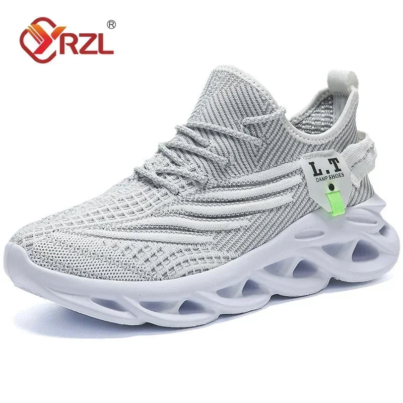 YRZL Men Sports Running Black Jogging Shoes Casual Sneakers Outdoor Breathable Mesh Women Light Shock-Absorption Black Tennis