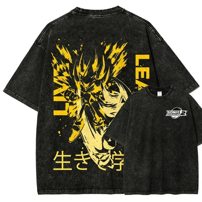Classic Anime Manga Games Sonic Peripherals Print T-shirts Fashion Loose Casual Tee Men Women Retro Washed Cotton Tops