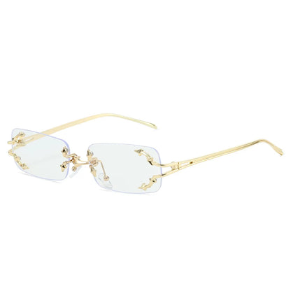 Y2K Rimless Square Star Sunglasses for Women Fashion Vintage Silver Hip Hop Driving UV400 Eyewear Alloy Frame Outdoor Men Punk