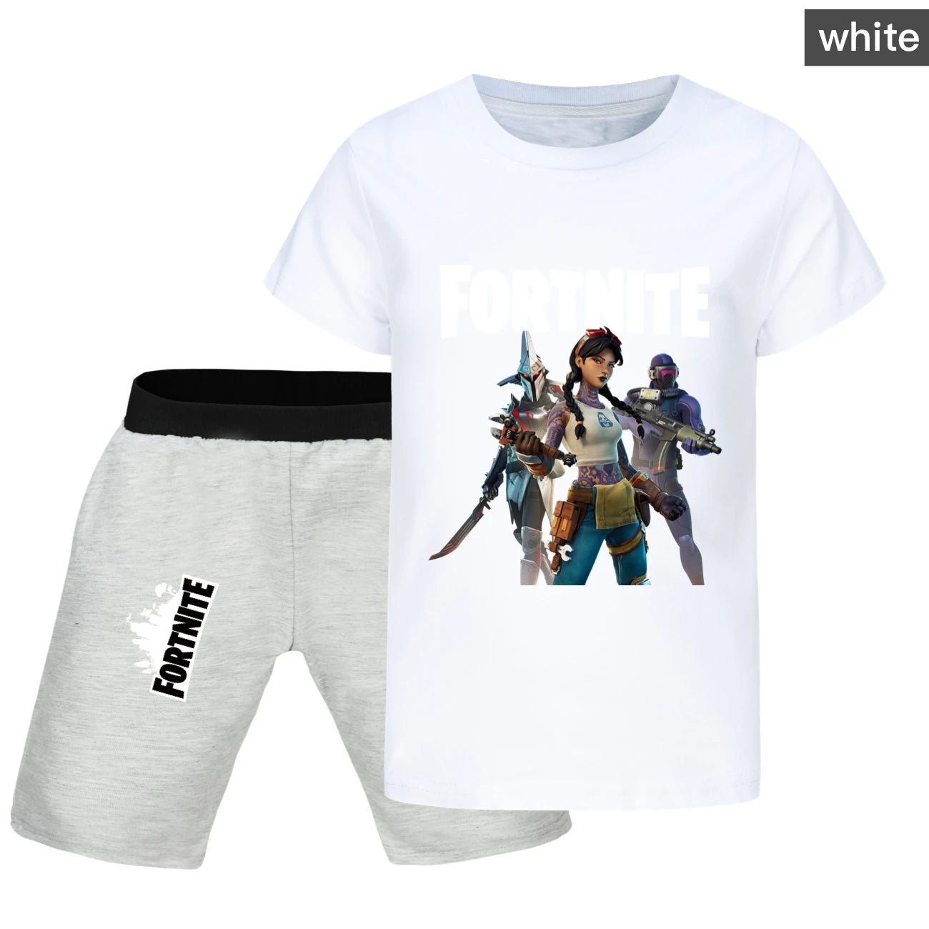 Fortnite Summer Kids Cartoon T-shirts Shorts Two-piece Set Baby Boys Tracksuit Girls Outfits 505