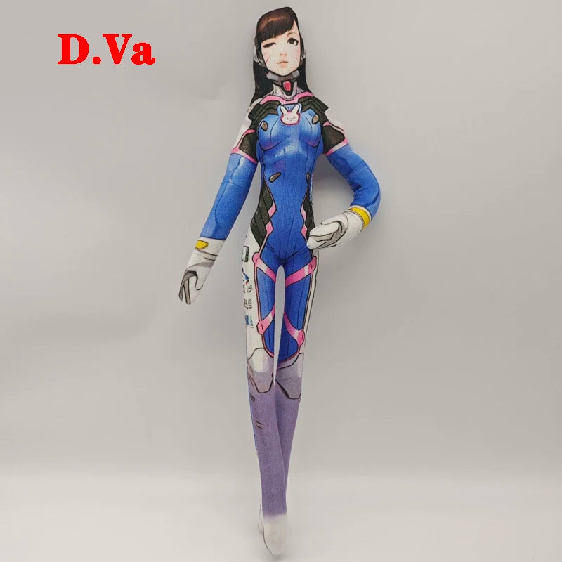 Peluche action figure anime gaming Overwatch D.Va / Doomfist / Genji / Widowmaker da 26cm, corpo flessibile con filo metallico, varie pose