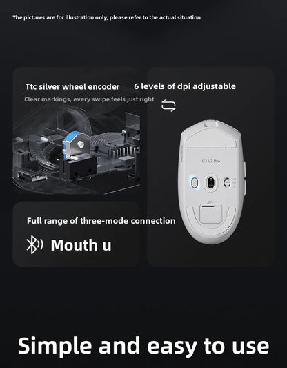 Ratón inalámbrico MCHOSE G3 V2 PRO Bluetooth trimodo ergonómico y ligero para portátil, oficina, gaming y accesorios de ordenador