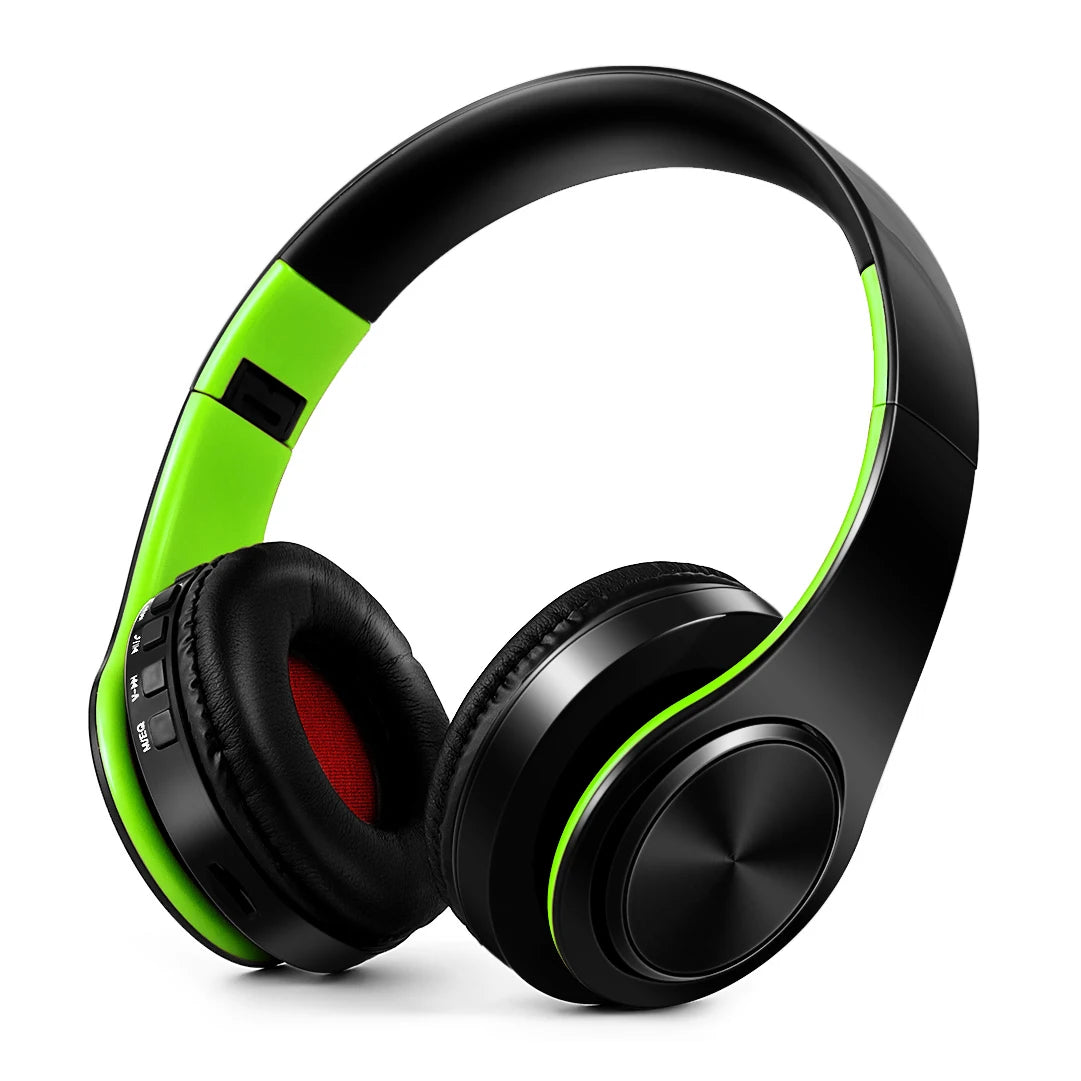 Casque Bluetooth sans fil stéréo AYVVPII avec radio FM et prise en charge de la carte SD avec micro pour téléphone portable Iphone Sumsamg tablette MP3