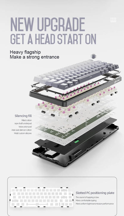 Teclado mecânico sem fios Attack Shark X66, layout compacto 65%, retroiluminação RGB, gasket, hot swap, Bluetooth, USB-C, PBT, bateria de grande capacidade