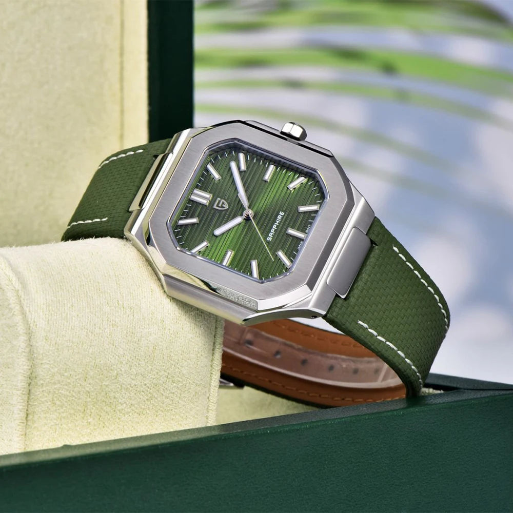Nuovo orologio di lusso quadrato PAGANI DESIGN 2026 da uomo al quarzo, vetro zaffiro AR, movimento giapponese, luminoso, in acciaio 316L all steel