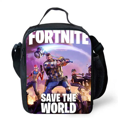 Lunch Bags for Children,Cartoon Fort-nite School Picnic Bags for Girls Boys,Kids Insulated Cooler Lunch Bags Portable Lightweigh