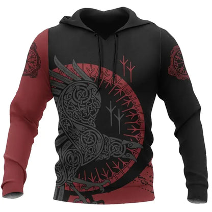 2023 New Autumn Men's Hoodie Wolf Print 3D Sweatshirts Urban Trendy All-Match Oversized Tops Poleron Hooded Clothes Men's Clothing