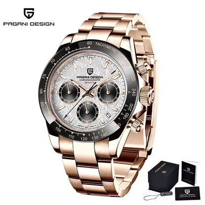 PAGANI DESIGN 40MM V2 Sky Blue Dial Classics Men Quartz Watches Sapphire Retro Chronograph Stainless Steel Waterproof Watch Men