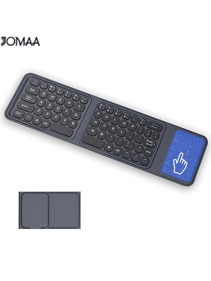 Jomaa Bluetooth Foldable Keyboard ,Tri-Fold Wireless Keyboard,PU Leather Cover 3 Device Connections,for Tablet Phone Laptop