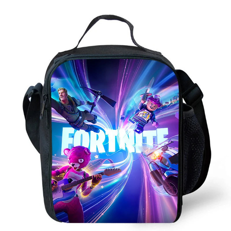 Cute Cartoon Lunch Bag Insulated Thermal Food Container Leakproof Reusable Fortnite Lunch Cooler Bag for Kids Student