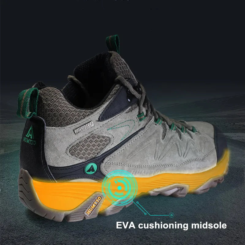 HUMTTO Sneakers impermeabili da uomo Scarpe da trekking Stivali da trekking in pelle da donna Campeggio Caccia Stivaletti tattici da montagna da uomo