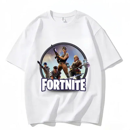 Fortnite Crew Neck T-Shirt Unisex Adult Game Dance Fashion New Pure Cotton Short Sleeve Tops Perfect for Casual Wear Vacations