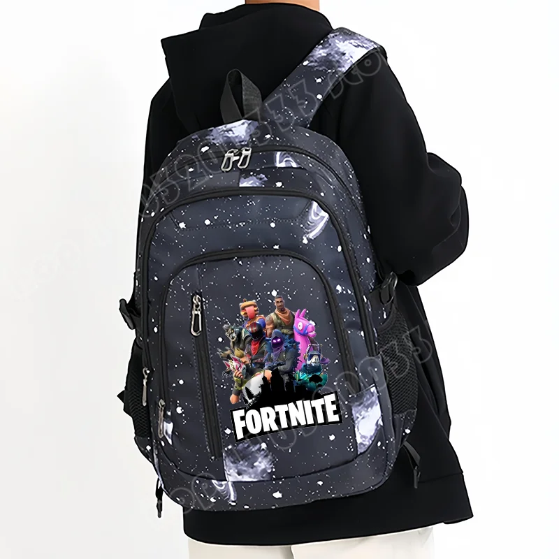 Fortnite Starry Sky Backpack Large Capacity Waterproof Laptop Bag Game Character Print Student Pack Boys and Girls Back to School Bag