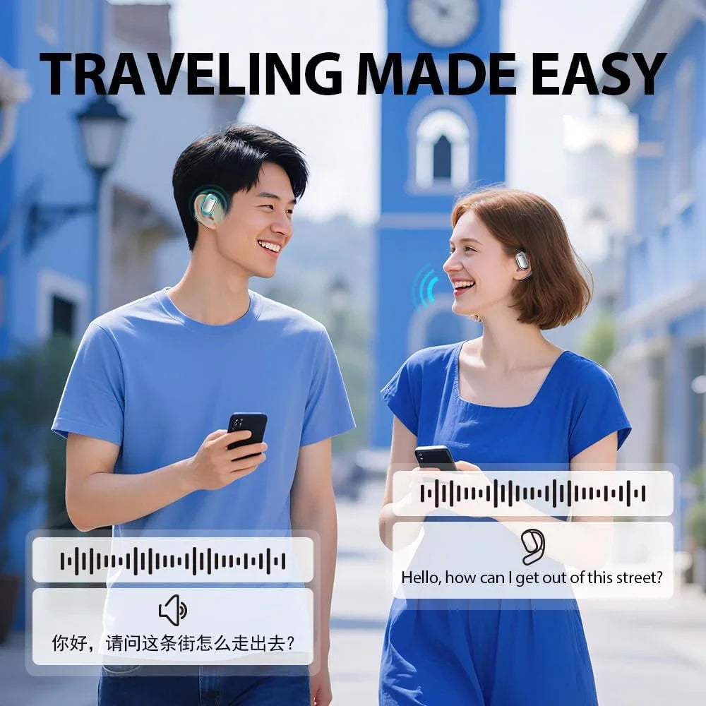 UYUXIO OWS AI Translation Earbuds with LCD Touch Screen, 144 Languages Real-Time Translator Earphones, Wireless Bluetooth Translating Headphones with Noise Cancellation