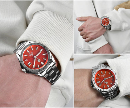 San Martin 39mm Aventurine Gemstone Dial Luxury Men's Watch NH34 GMT Automatic Mechanical Sapphire Waterproof Luminous SN0129