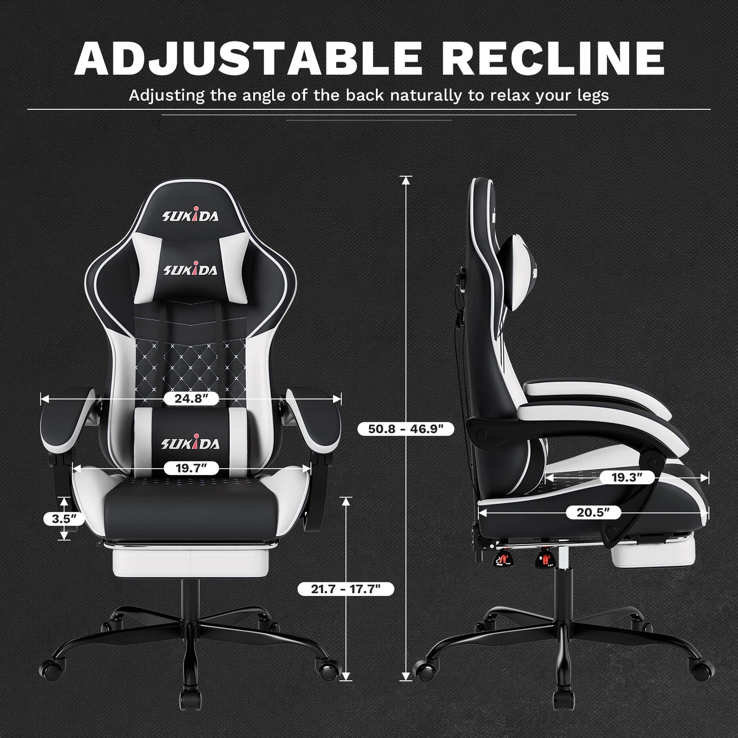 SUKIDA Gaming Chair Ergonomic Video Game Chair Comfortable Computer Chair with Footrest and Lumbar Support Office Chair