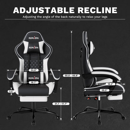 SUKIDA Gaming Chair Ergonomic Video Game Chair Comfortable Computer Chair with Footrest and Lumbar Support Office Chair