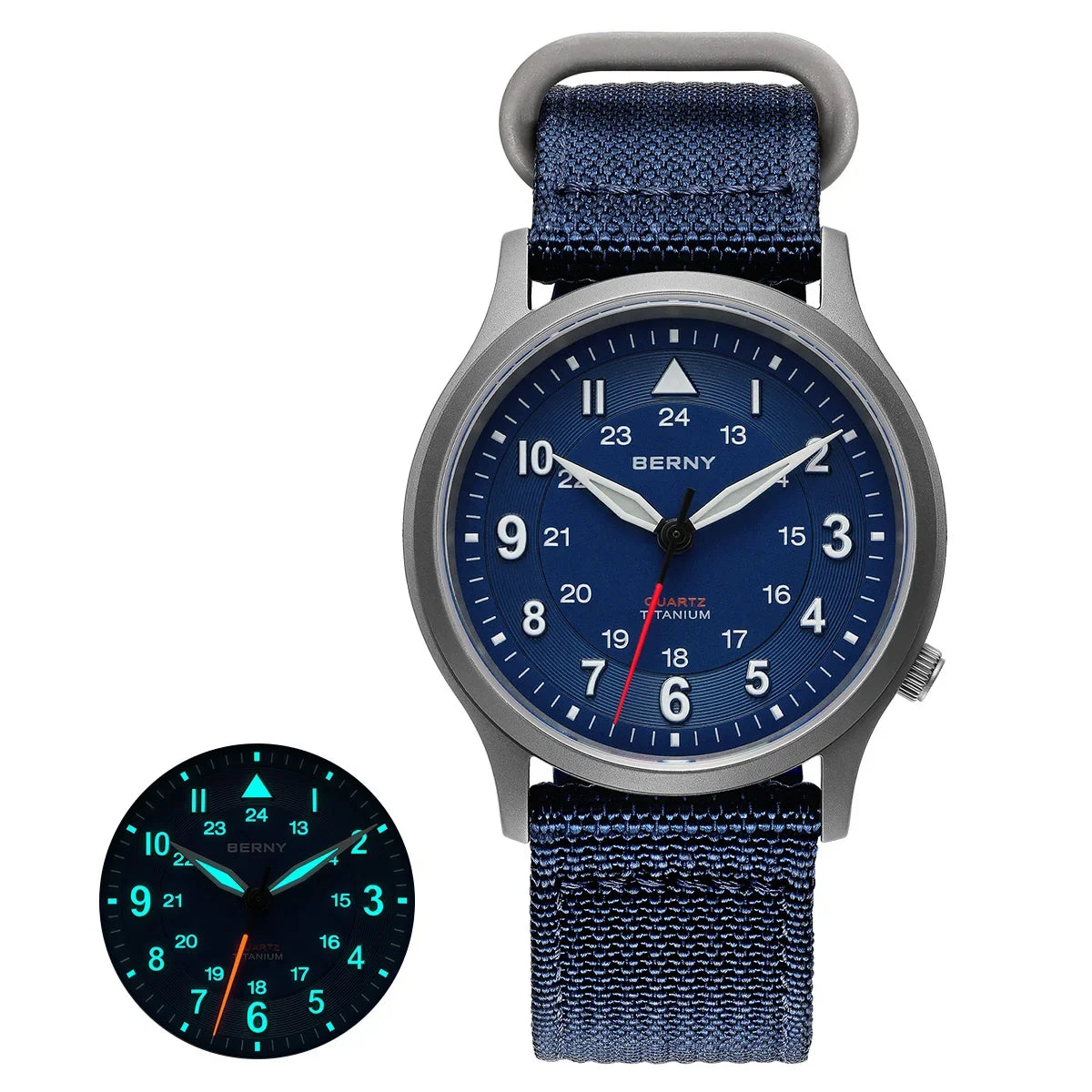BERNY Titanium Watches for Men Super Luminous Sapphire Field Men's Watch Outdoor Quartz Wristwatch Lightweight 5ATM