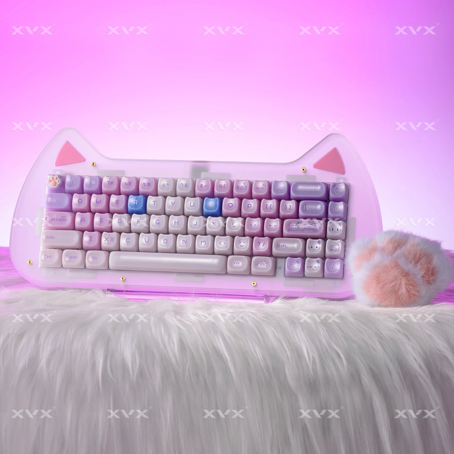 XVX 148 Keys Cat Theme Keycaps MAO Profile Key Cap Korean Glossy Cute Keycap for Keyboard 61 64 68 78 87 96 98 104 108