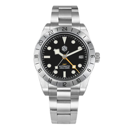Relógio mecânico automático San Martin New 39mm NH34 BB GMT, relógio desportivo, safira, luminoso, impermeável 100m, para homem, Relogio SN0054