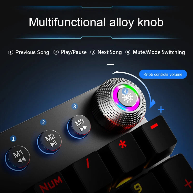 Teclado Mecânico AULA F2088 com Fio para Gaming, Botão Multifuncional, 104 Teclas, Retroiluminação Magic, Programação Macro, Compu