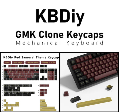 KBDiy 174 Tasten/Set PBT GMK Apollo Tastenkappen, Double-Shot, minimalistisches ISO-Cherry-Profil, für mechanische Gaming-Tastaturen, Tastenkappen für MX