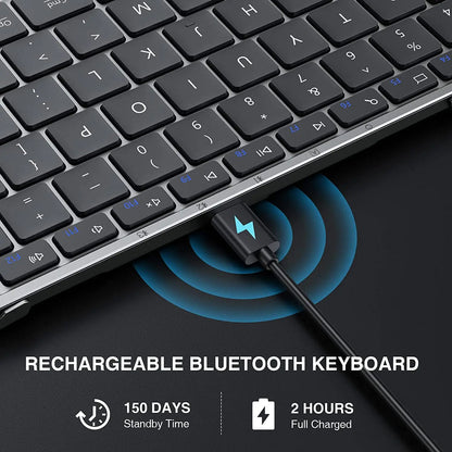 ProtoArc XK01 Bluetooth Wireless Keyboard with Numeric Keypad Foldable Keyboards for iPhone Computer iPad