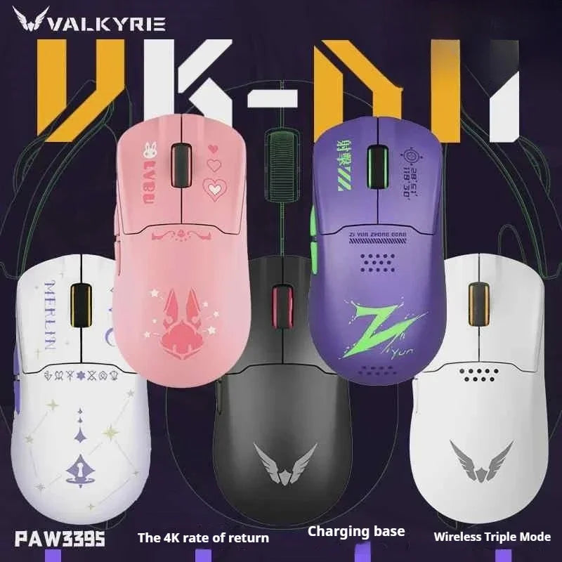 VALKYRIE M1 Wireless Mouse with 4K Wireless Receiver Charger PAW3395 Sensor 26000dpi RGB Wireless Bluetooth Three Mode Mouse