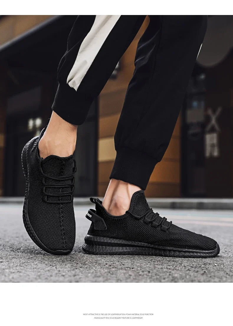 Antislip casual herensneakers, ademend, voor buiten, joggen, training, wandelen, sport, hardlopen, outdoor, geweven, gebreid, veterschoenen