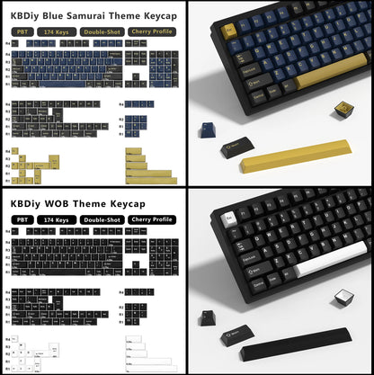 KBDiy 174 Tasten/Set PBT GMK Apollo Tastenkappen, Double-Shot, minimalistisches ISO-Cherry-Profil, für mechanische Gaming-Tastaturen, Tastenkappen für MX