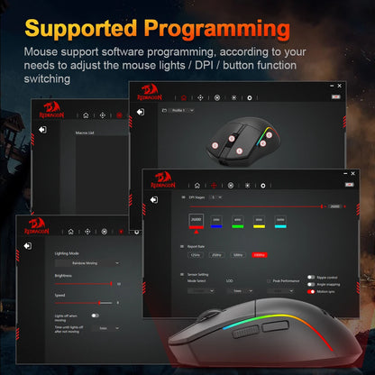 Mouse gaming REDRAGON DEICIDE M816 PRO RGB USB cu suport Bluetooth 2.4G wireless, 26000 DPI, 6 butoane pentru gameri, mouse cu fir pentru computer