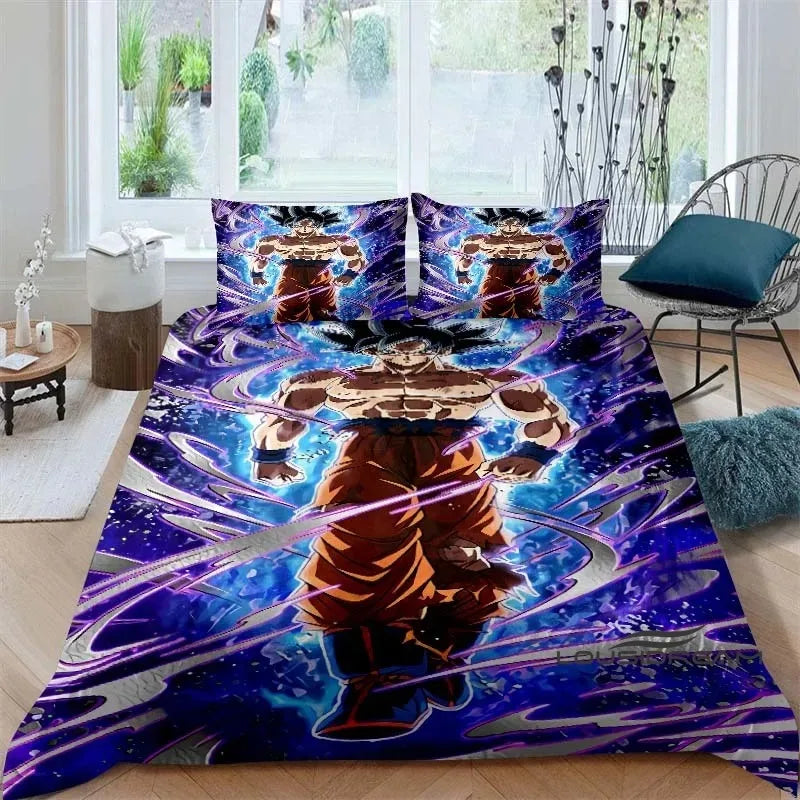 Ložní souprava s potiskem v motivu Cartoon/Anime Son Goku Dragon Ball: tato měkká a pohodlná sada obsahuje povlak na přikrývku a povlak na polštář