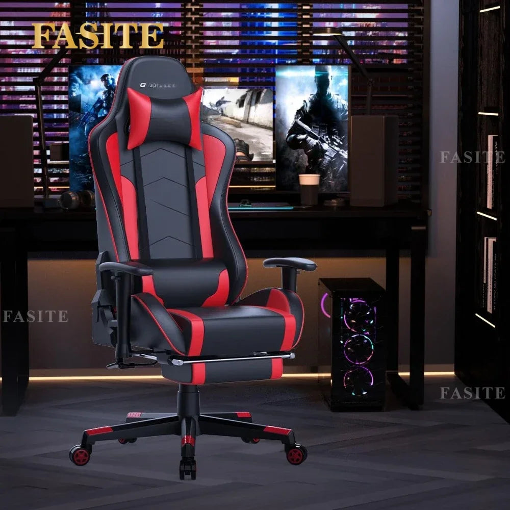 Gaming Chair with Footrest Speakers Video Game Chair Bluetooth Music Heavy Duty Ergonomic Computer Office Desk Chair Red