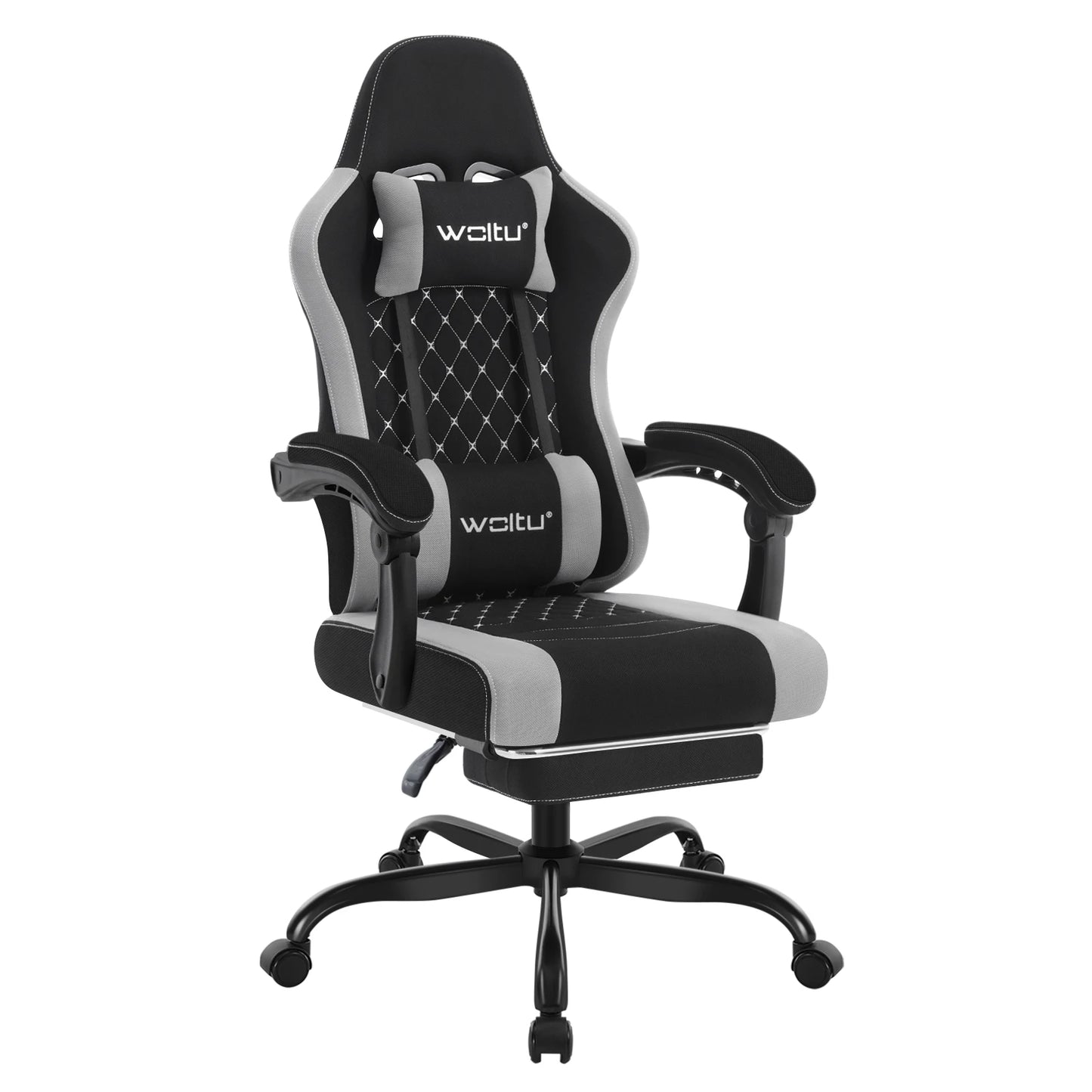 WOLTU Swivel Computer Chair with Massage Function Ergonomic Office Chair with Pillow & Footrest Height Adjustable Gaming Chair