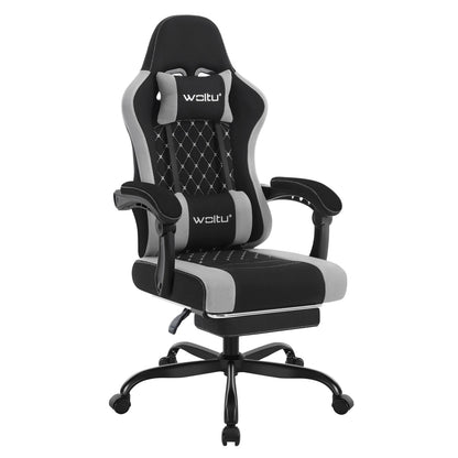 WOLTU Swivel Computer Chair with Massage Function Ergonomic Office Chair with Pillow & Footrest Height Adjustable Gaming Chair