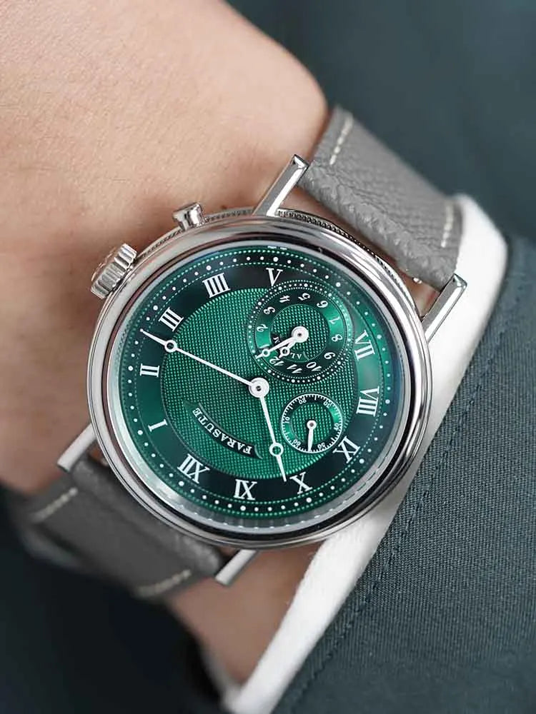 FARASUTE Retro Luxury Alarm Clock Quartz Watch Men Waterproof Night Light Wristwatch Casual Sapphire Stainless Steel Male Reloj