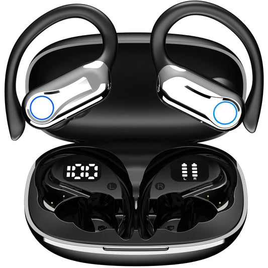 TWS Bluetooth écouteurs avec Microphones Sport oreille crochet LED affichage sans fil casque HiFi stéréo écouteurs étanche casques
