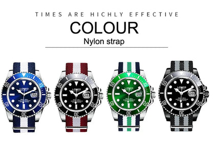 LOREO Original Men's Business Watch 20ATM Waterproof Wristwatch Top Brand Casual Sport Seagull Automatic Mechanical Watch Men