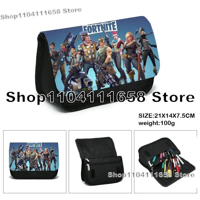 Fortnite Large Capacity Waterproof Velcro Pencil Case, Student Black Estuche Stationery School Pennenzak Supplies