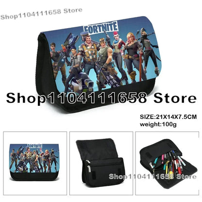 Fortnite Large Capacity Waterproof Velcro Pencil Case, Student Black Estuche Stationery School Pennenzak Supplies