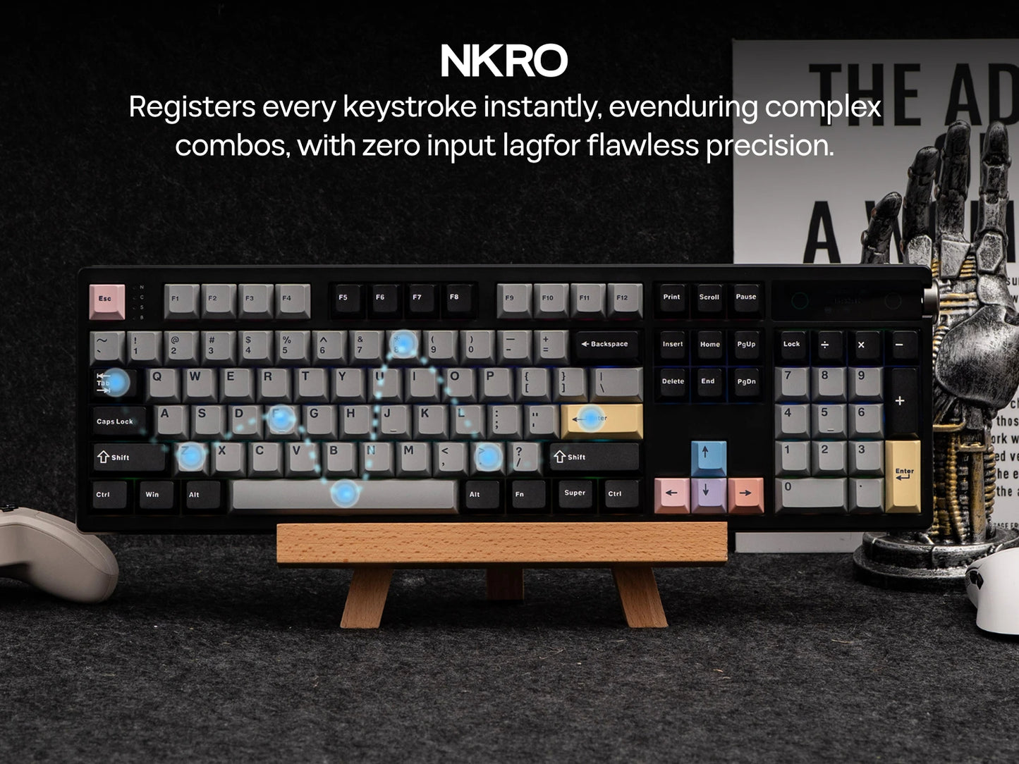 EPOMAKER TH108 PRO 100% Full-Sized Gasket-Mounted Wired/BT/2.4Ghz Wireless Mechanical Keyboard with Screen & Knob RGB Backlight