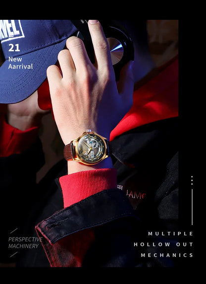 OLEVS 6661 Men's Top Brand Luxury All-Transparent Hollow Mechanical Watch, Original Fashion, Waterproof Classic Design