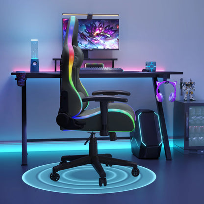Comanlai Ergonomic Gaming Chair with RGB LED Lights, Massage Lumbar Support, Adjustable Reclining Computer Chair for Gaming & Office