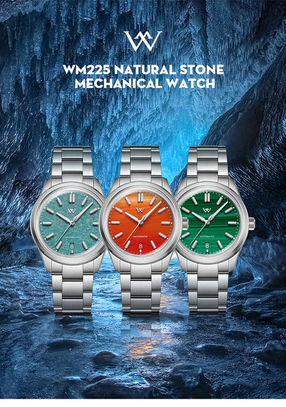 WM Watch Automatic Mechanical Watch Gemstone Series NH35 100M Water Resistant AR Coated Sapphire Welly Merck Man Watches WM225
