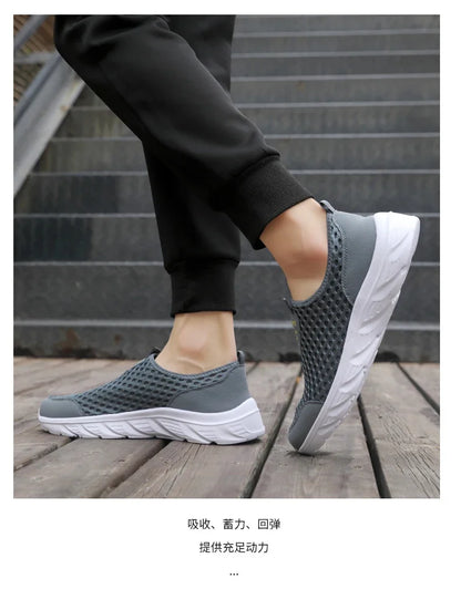YRZL Lightweight Men Casual Shoes Breathable Slip on Male Casual Sneakers Anti-slip Men's Flats Outdoor Walking Shoes Size 39-46