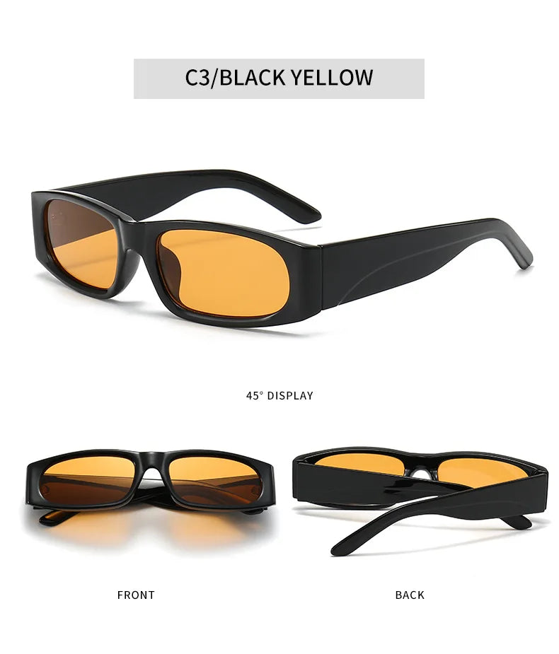 Hiphop Style Narrow Frame Black Sunglasses Men's Retro Effortless Orange Sunglasses UV400